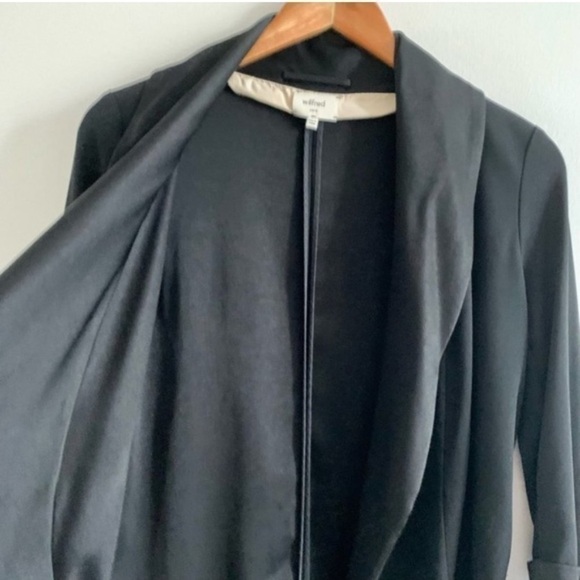 Wilfred Aritzia Chevalier Crepe Draped Black Open Blazer Jacket Asymmetric - Picture 7 of 13